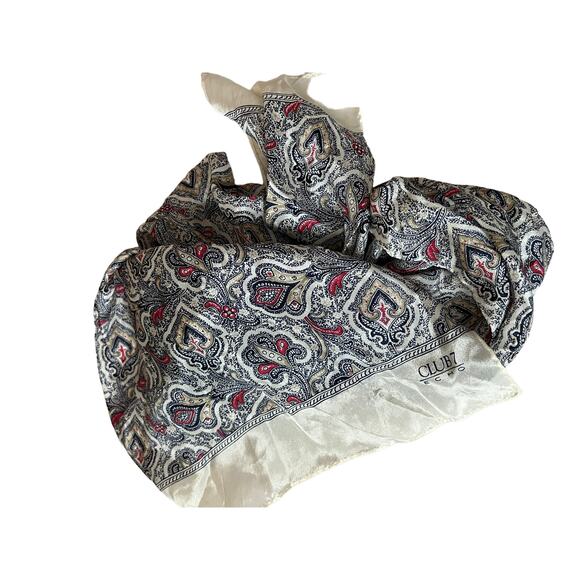 Echo Club 7 Silk Scarf Semi Sheer Paisley rectangle  cream - Picture 5 of 7
